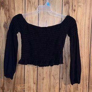 black off the shoulder crop top